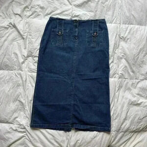 Faded glory Vintage blue denim pencil maxi skirt womens sz 12 y2k grunge boho